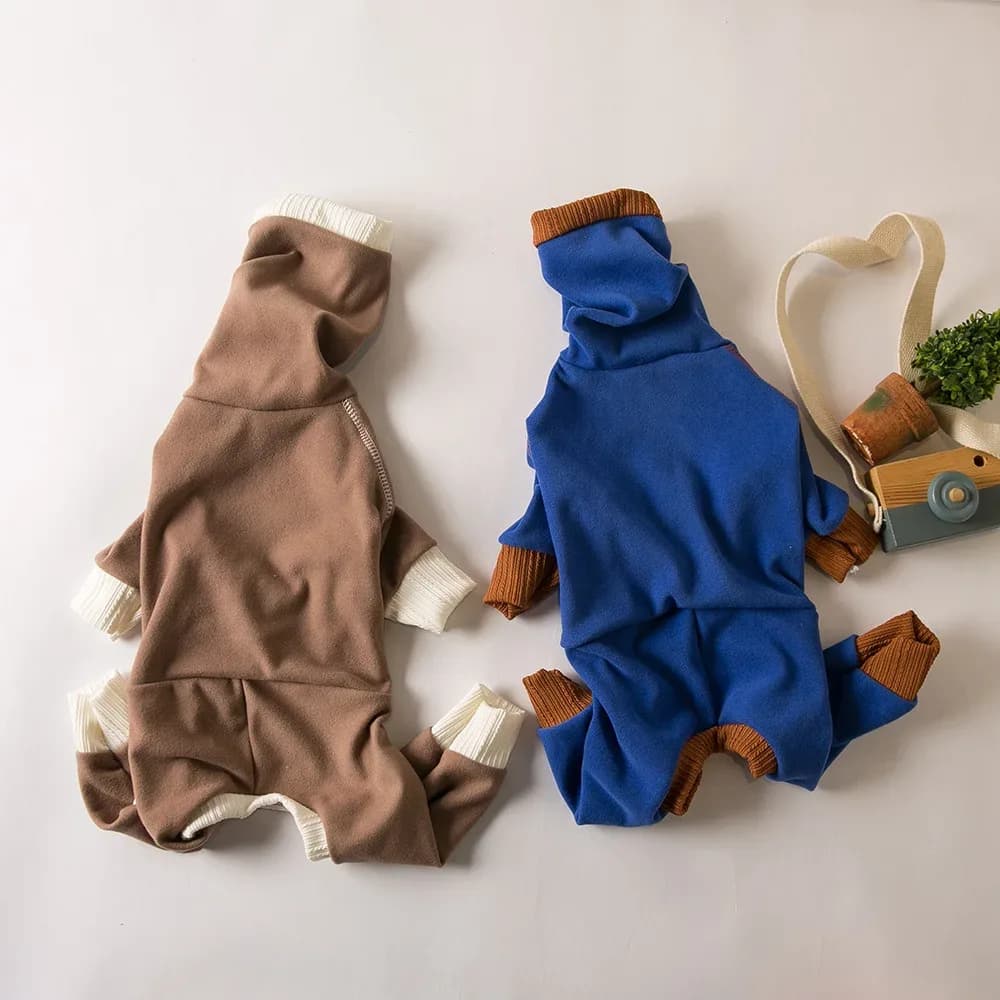 Vêtements chauds en peluche pour animaux de compagnie, col haut, quatre pattes, légèrement élastique, Little Lingti Huibit, base chaude – photo 3