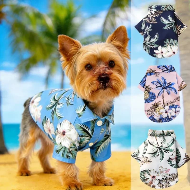 Vêtements pour chiens de style hawaïen, chemises d'été pour chiens de petite et moyenne taille, vêtements pour chiots et chats, Ropa Perro Pug French Bulldog