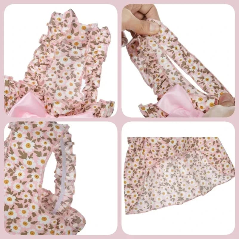Robe pour chat, robe d'été pour chien, style romantique avec imprimé floral rose, vêtements pour petits chiens, vêtements pour animaux de compagnie, jupe pour chihuahua – photo 2