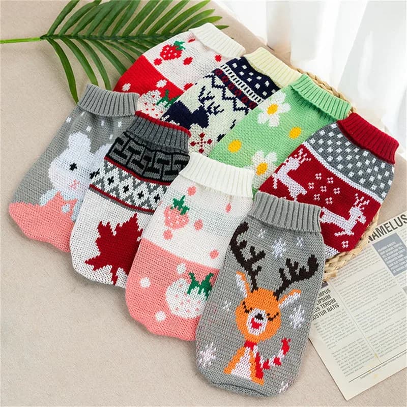 Populaire wapiti imprimé chat chiot pull automne hiver vêtements pour animaux de compagnie manteau pour petits chiens chats mignon chaud Sphynx vêtements chaton Costume – photo 3