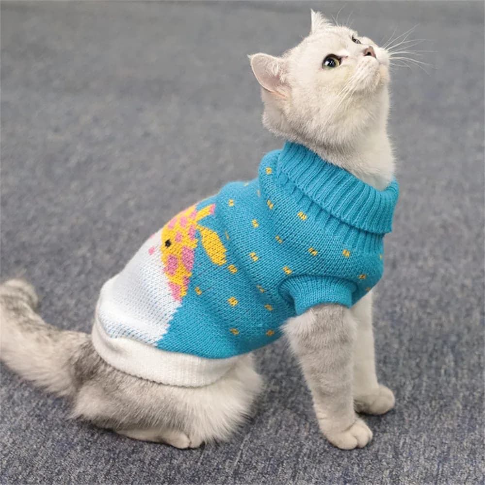 Populaire wapiti imprimé chat chiot pull automne hiver vêtements pour animaux de compagnie manteau pour petits chiens chats mignon chaud Sphynx vêtements chaton Costume – photo 6