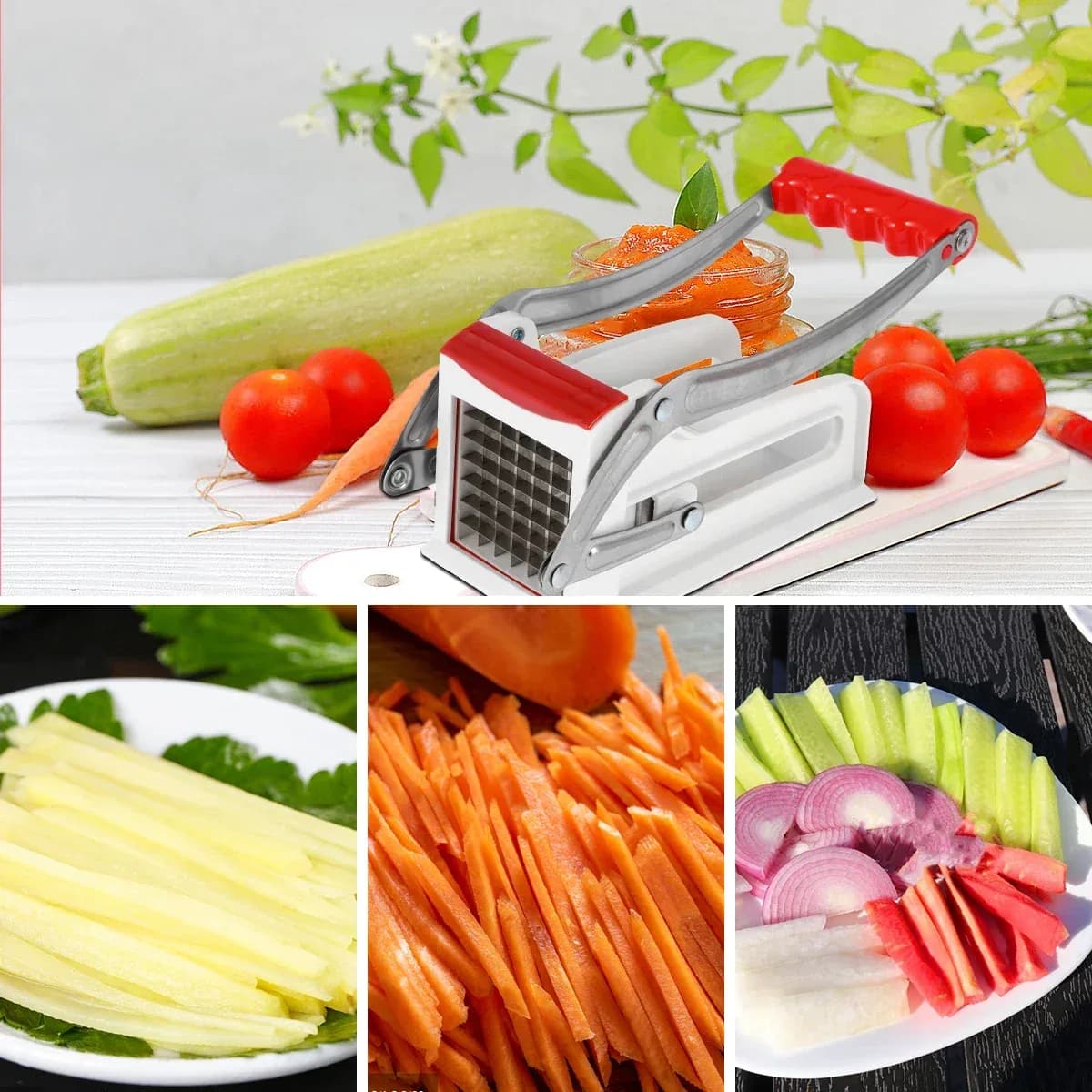 Coupe-frites en acier inoxydable, picador de pommes de terre avec lames de 25/49 trous, coupe rapide, trancheur manuel des aliments, coupe-légumes de cuisine – photo 5
