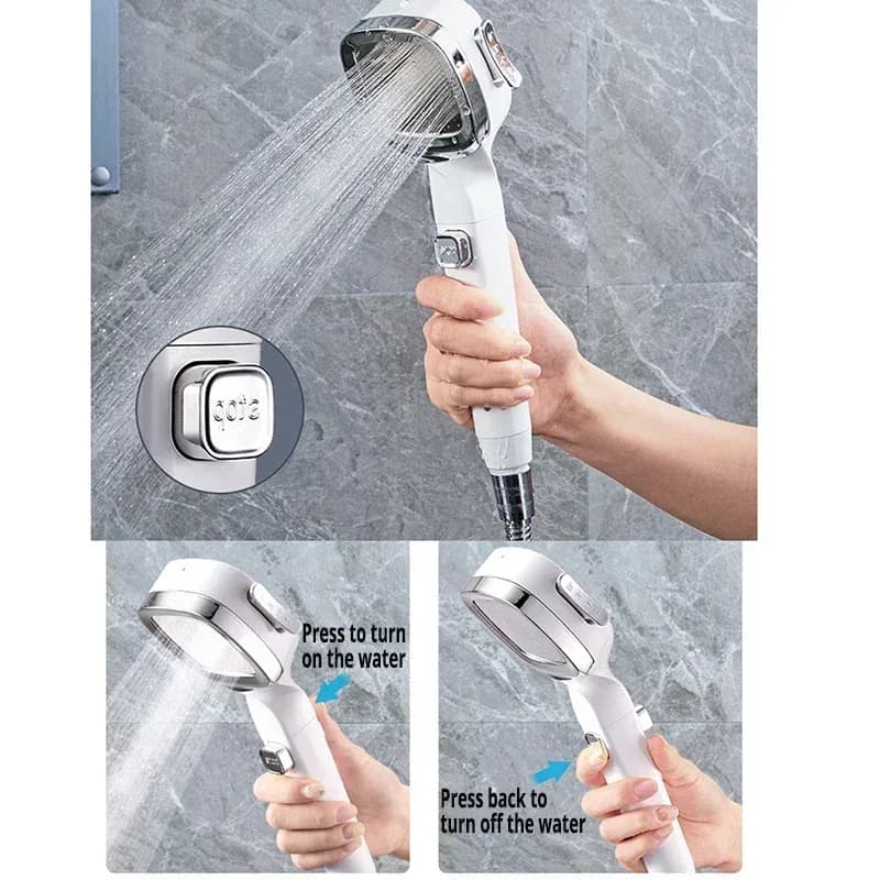 Pommeau de Douche à Haute Pression, T-shirts d'Eau, 3 Modes, Réglable, Arrêt à une Touche, Pulvérisateur de Énergie, Accessoires HOAccessrespiration – photo 4