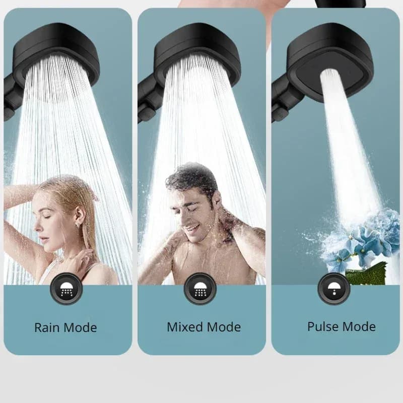 Pommeau de Douche à Haute Pression, T-shirts d'Eau, 3 Modes, Réglable, Arrêt à une Touche, Pulvérisateur de Énergie, Accessoires HOAccessrespiration – photo 2