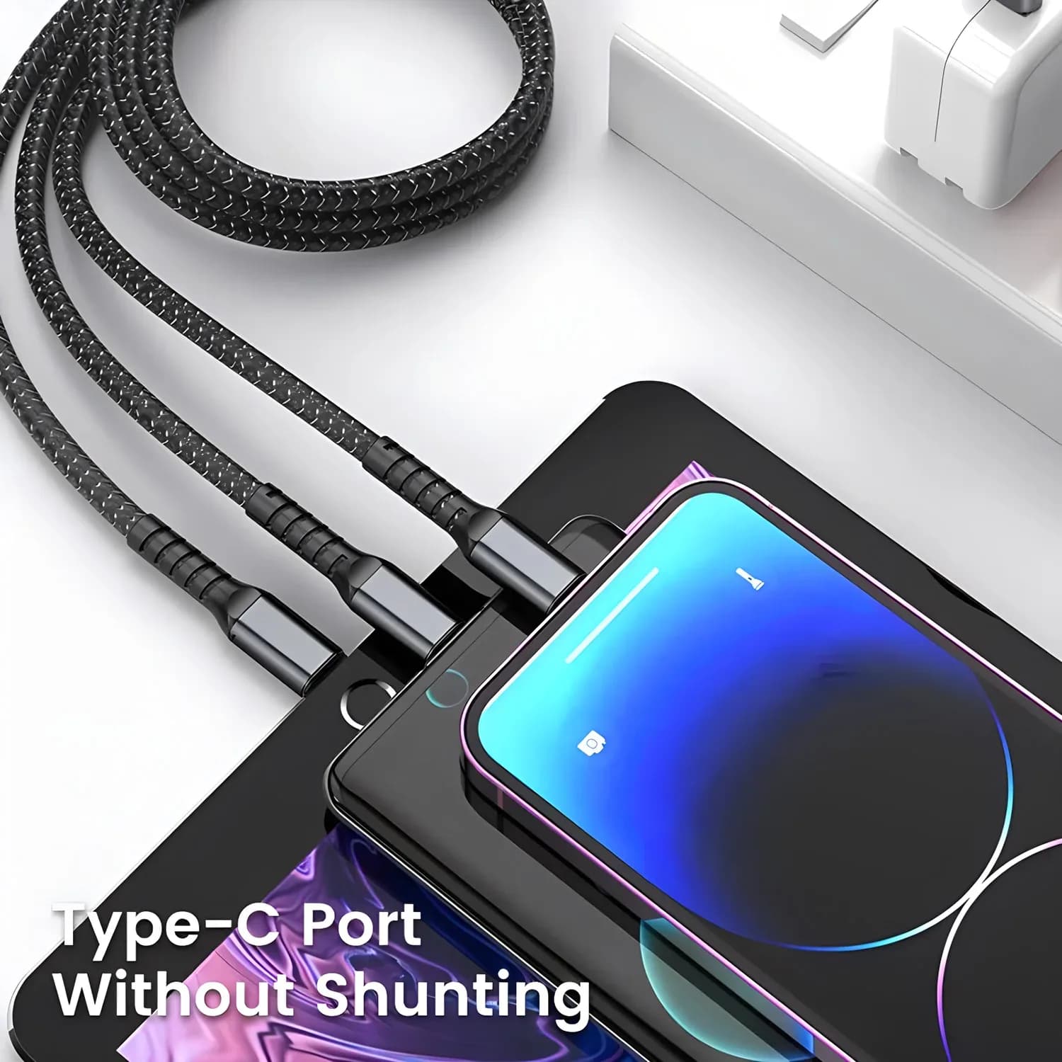 Câble de charge rapide 3 en 1 avec micro USB, 100W, pour transfert de données, chargeur de téléphone, pour iPhone, Samsung, Xiaomi, Huawei – photo 3