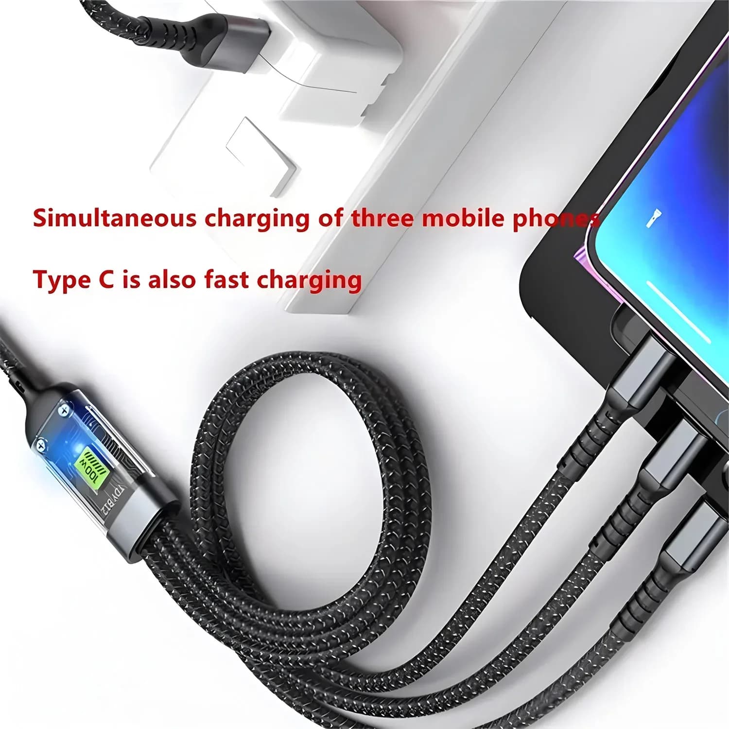 Câble de charge rapide 3 en 1 avec micro USB, 100W, pour transfert de données, chargeur de téléphone, pour iPhone, Samsung, Xiaomi, Huawei – photo 6