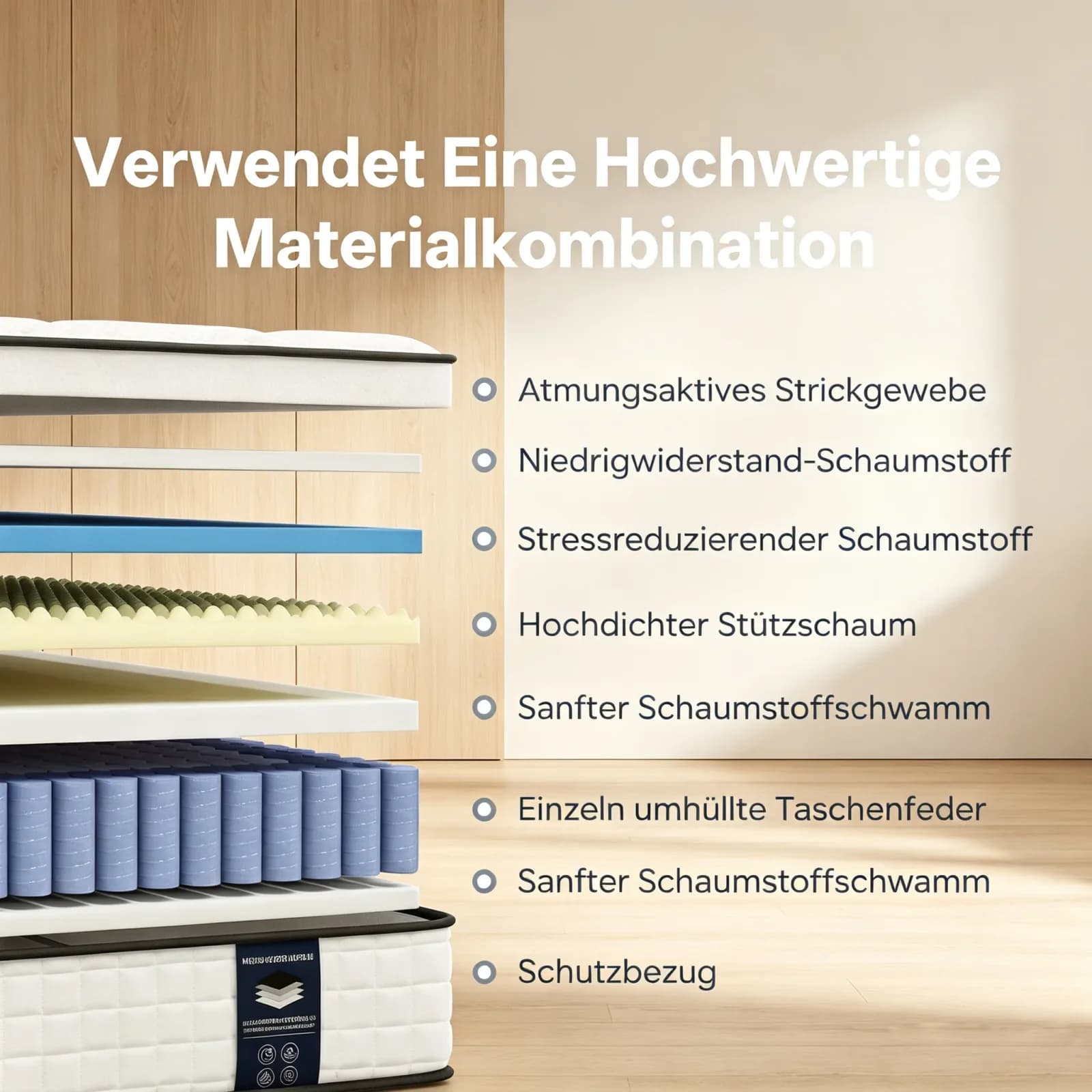 Matelas hybride à ressorts ensachés SKSBTF 140x200cm 160x200cm, épaisseur 25cm, matelas respirant avec bord de soutien et isolation anti-mouvement pour la maison, la chambre à coucher et le mobilier de lit – photo 7