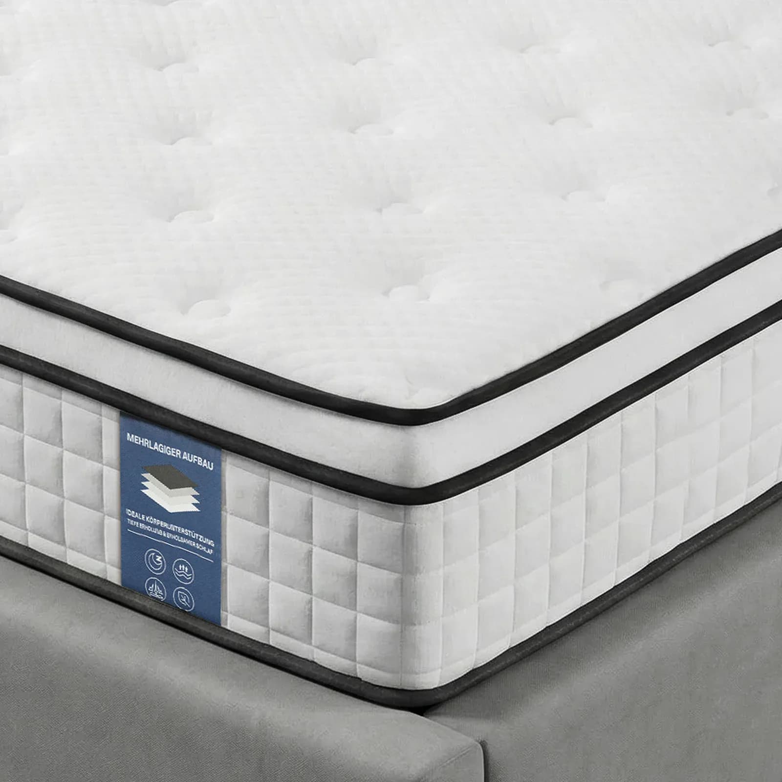 Matelas hybride à ressorts ensachés SKSBTF 140x200cm 160x200cm, épaisseur 25cm, matelas respirant avec bord de soutien et isolation anti-mouvement pour la maison, la chambre à coucher et le mobilier de lit – photo 6