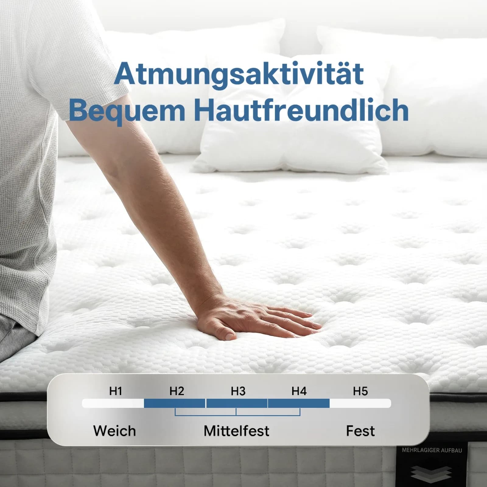 Matelas hybride à ressorts ensachés SKSBTF 140x200cm 160x200cm, épaisseur 25cm, matelas respirant avec bord de soutien et isolation anti-mouvement pour la maison, la chambre à coucher et le mobilier de lit – photo 4