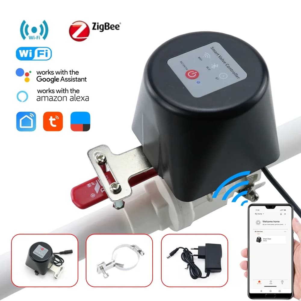 Tuya WiFi vanne d'eau Zigbee contrôleur d'arrêt de gaz prise en charge Alexa Google Assistant contrôle sans fil intelligent application Smart Life