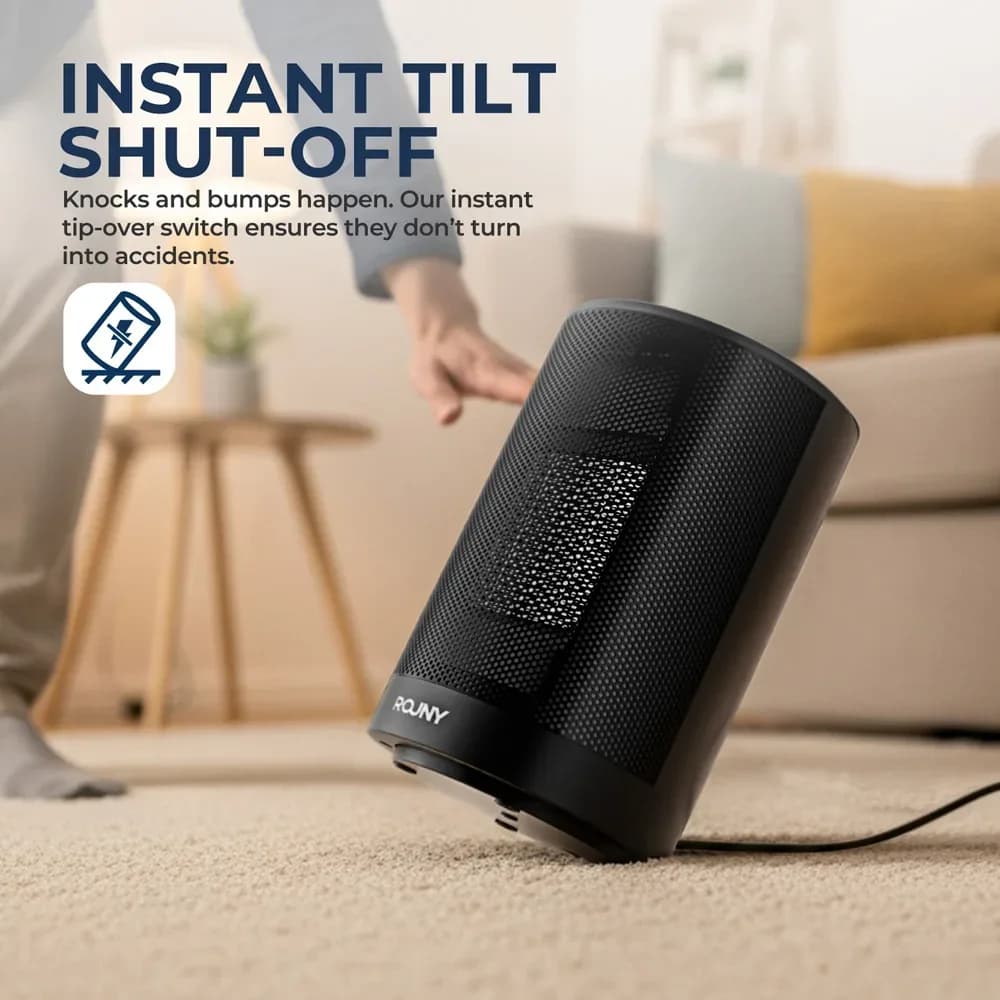 Chauffage portatif en céramique PTC 1200 W, 80 °   Chauffage soufflant oscillant de bureau, chauffage rapide et silencieux de 1 secondes pour une chambre à coucher, un bureau ou une utilisation intérieure – photo 5