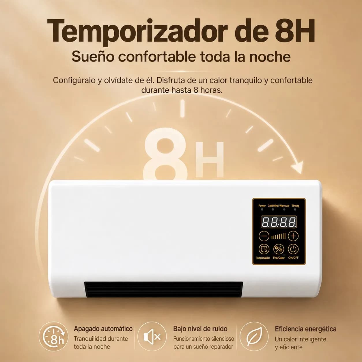 Radiateur électrique mural de 2000 W avec télécommande et minuterie de 8 heures, chauffage rapide avec écran LED et modes de ventilation et de chauffage pour la maison et le bureau, dimensions : 55 x 28 x 11 cm. – photo 6