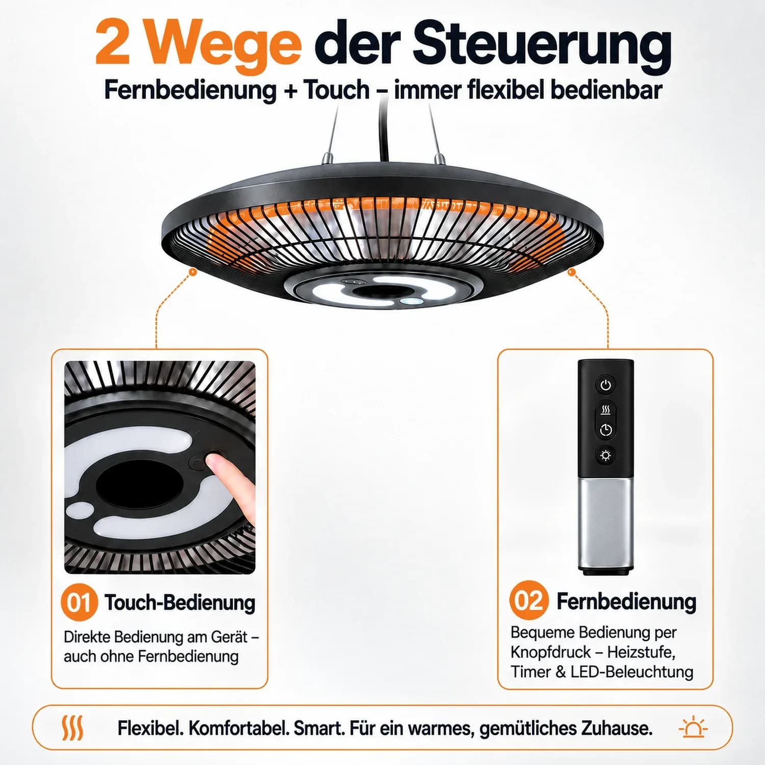 Radiateur électrique d’extérieur IP65 pour patio, radiateur infrarouge mural avec télécommande et commande tactile, chauffage instantané, durée de vie de 20 000 heures, radiateur étanche pour jardin, terrasse, utilisation intérieure et extérieure. – photo 6