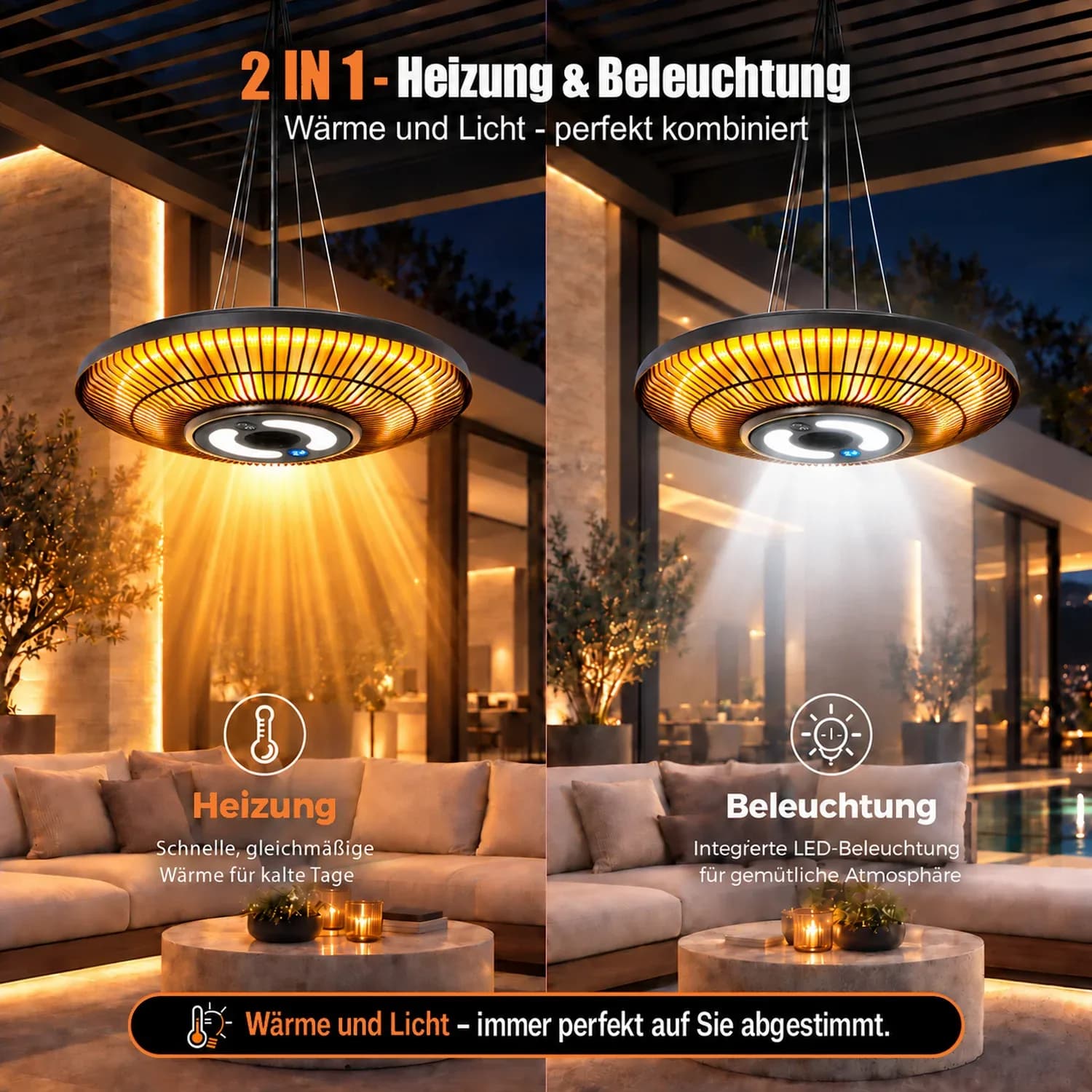 Radiateur électrique d’extérieur IP65 pour patio, radiateur infrarouge mural avec télécommande et commande tactile, chauffage instantané, durée de vie de 20 000 heures, radiateur étanche pour jardin, terrasse, utilisation intérieure et extérieure. – photo 4