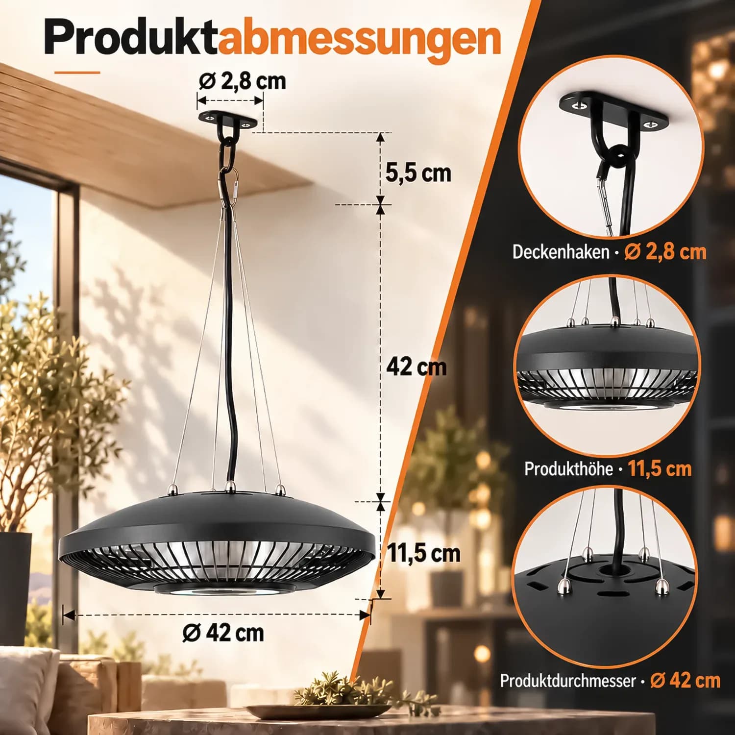 Radiateur électrique d’extérieur IP65 pour patio, radiateur infrarouge mural avec télécommande et commande tactile, chauffage instantané, durée de vie de 20 000 heures, radiateur étanche pour jardin, terrasse, utilisation intérieure et extérieure. – photo 2