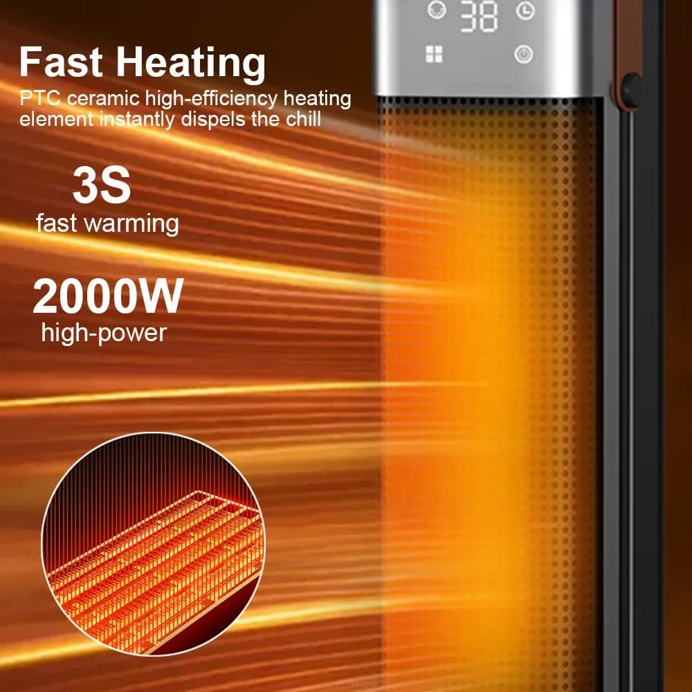 Radiateur électrique 2000W, ventilateur chauffant portable, radiateur à éléments chauffants PTC, radiateur électrique pour la maison, souffleur d'air chaud, chauffe-eau électrique avec télécommande. – photo 2