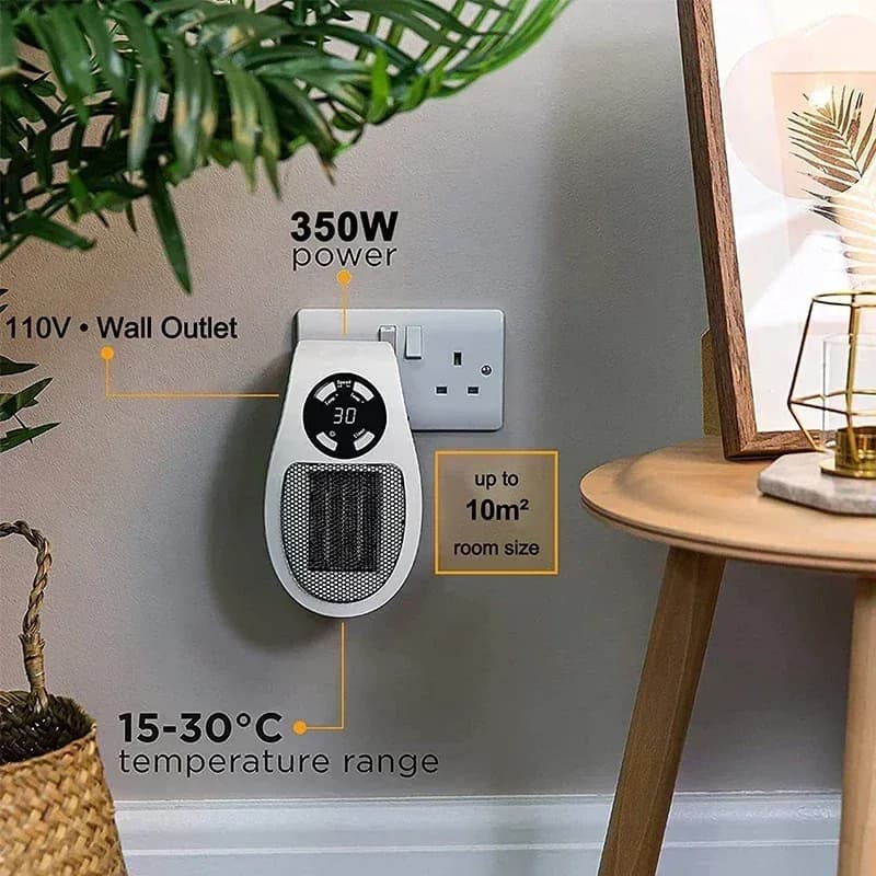 Chauffage électrique Portable mural 350W, avec télécommande, pratique, pour pièce, chauffage d'hiver, appareil ménager – photo 3