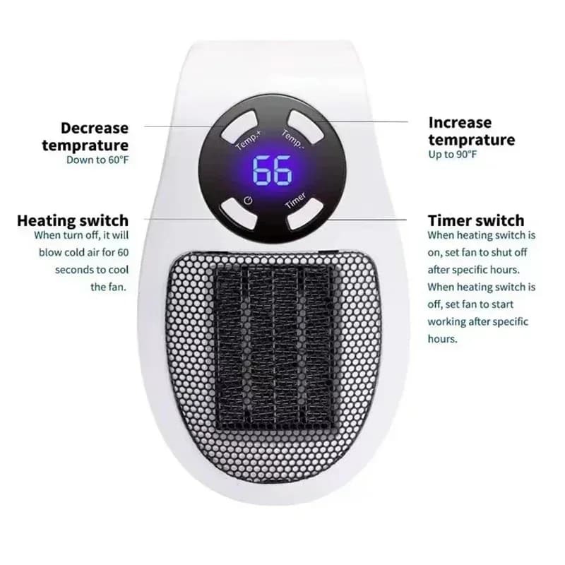 Chauffage électrique Portable mural 350W, avec télécommande, pratique, pour pièce, chauffage d'hiver, appareil ménager – photo 6