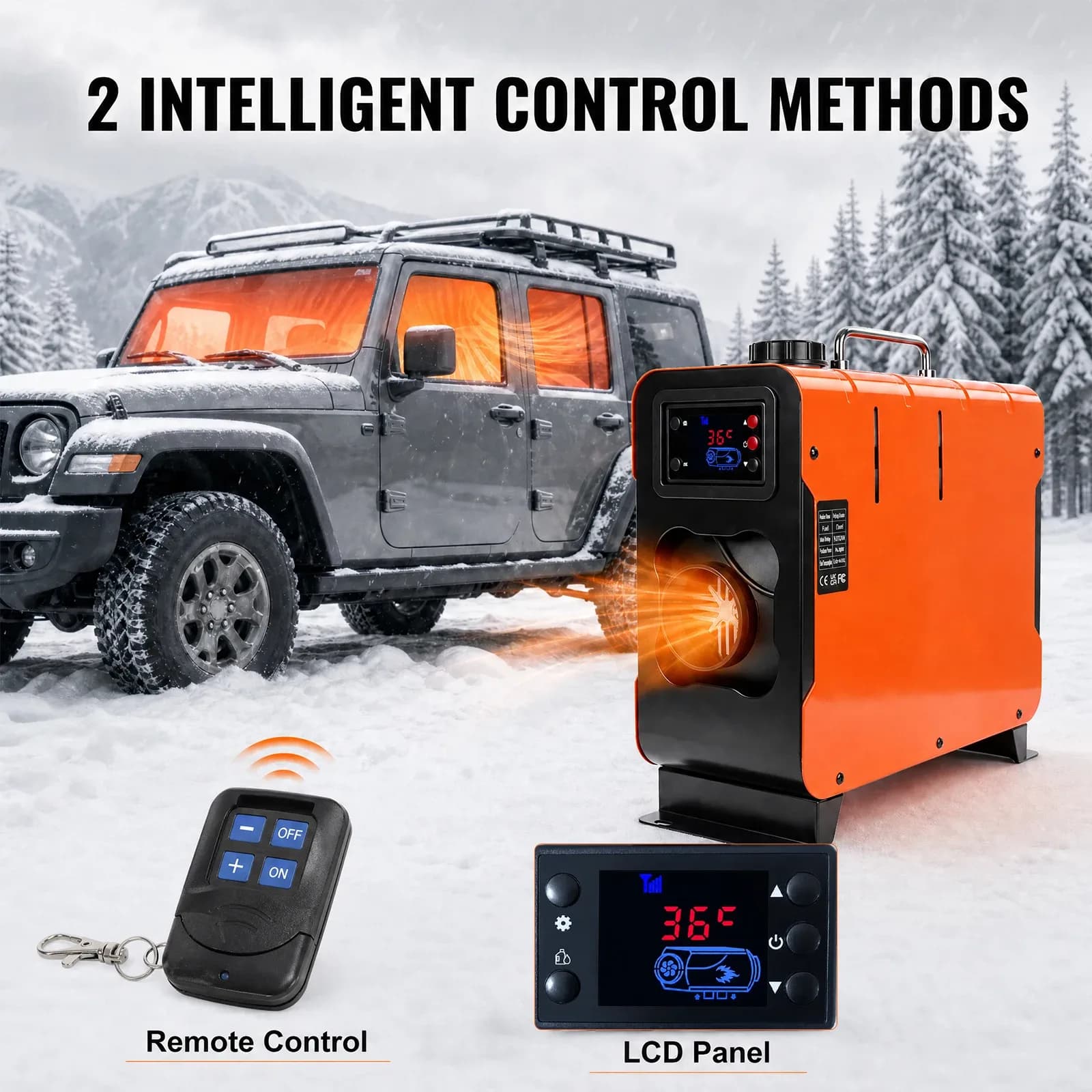 Chauffage d'appoint diesel Podofo 8000W, 12V 24V, universel pour voiture, avec écran LCD, télécommande, outil de chauffage auxiliaire pour camion, camping-car, bateau, en métal et ABS résistant à la chaleur – photo 5