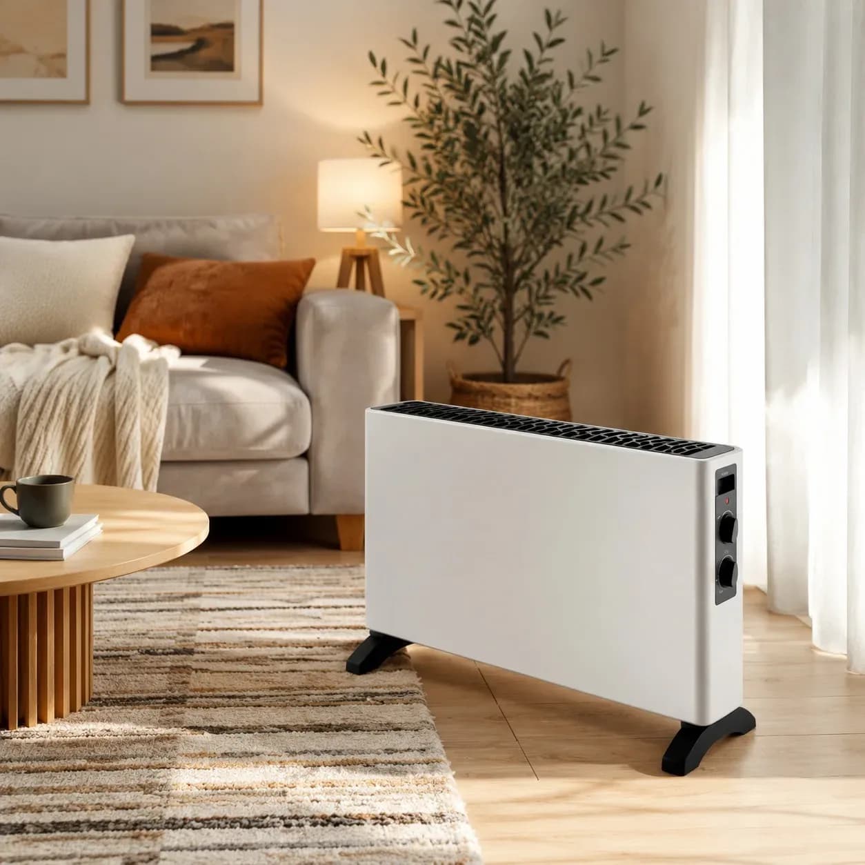 Radiateur convecteur électrique 2000W avec thermostat réglable, 2 modes de chauffage, système anti-basculement et protection contre la surchauffe pour pièces de 20 à 32 m², design métallique portable – photo 6