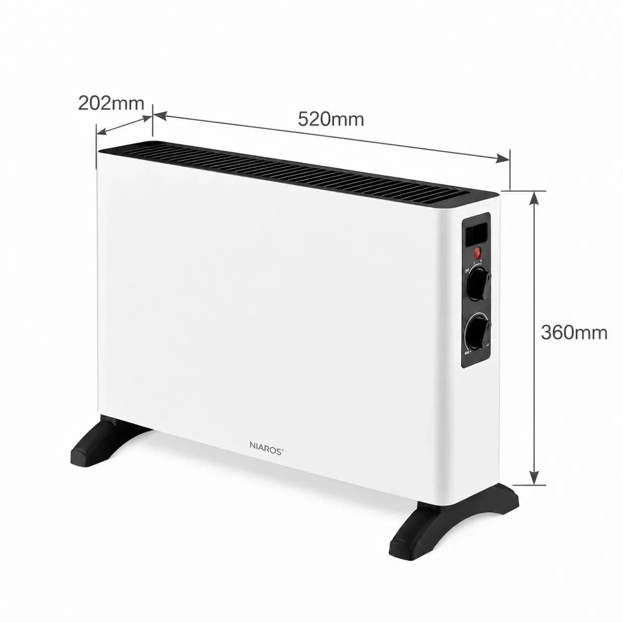 Radiateur convecteur électrique 2000W avec thermostat réglable, 2 modes de chauffage, système anti-basculement et protection contre la surchauffe pour pièces de 20 à 32 m², design métallique portable – photo 5