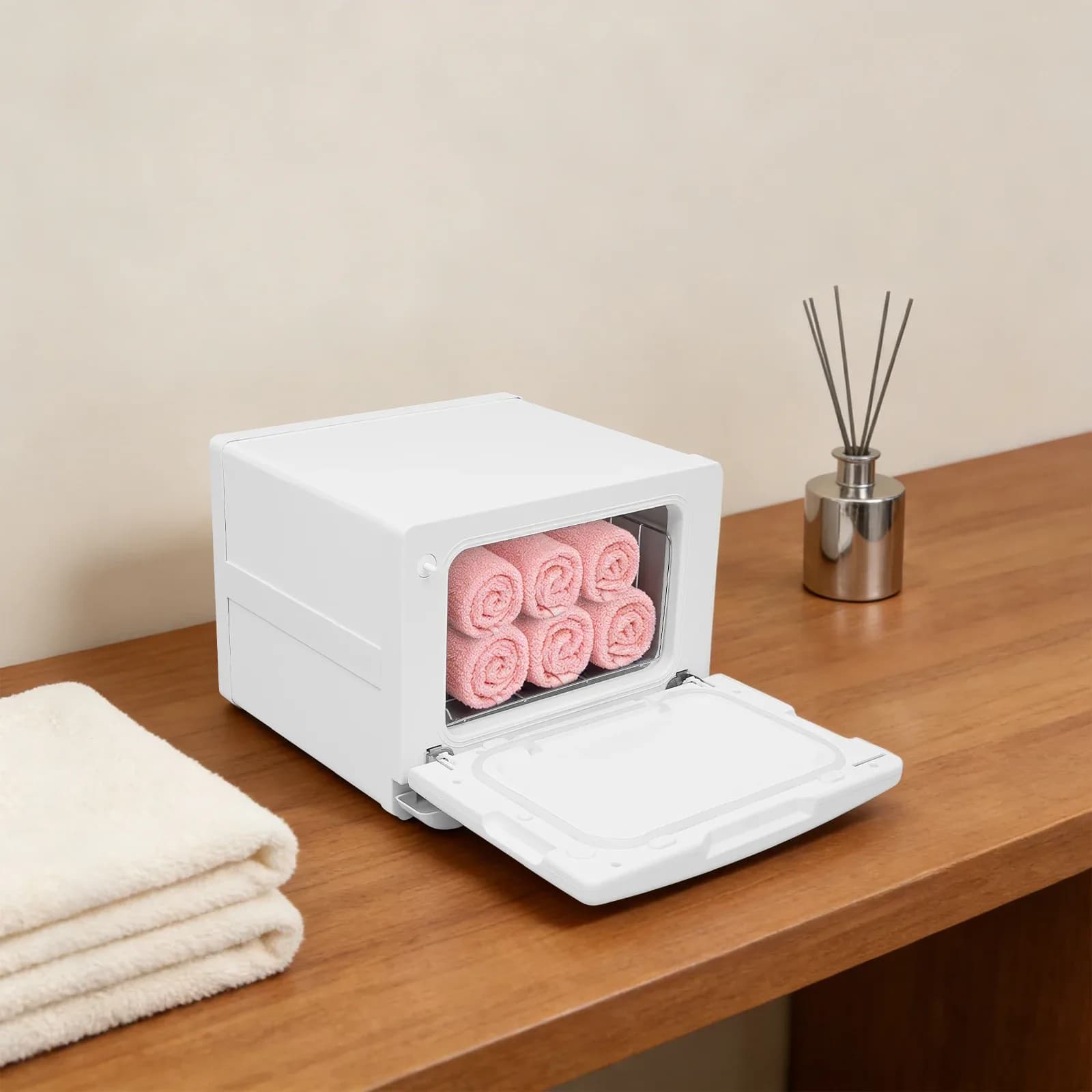 Armoire chauffe-serviettes 130W, machine de désinfection à haute température de 8L pour table, chauffe-serviettes pour salon de beauté et spa avec poignée encastrée pour la maison, les salons de beauté et les spas – photo 5