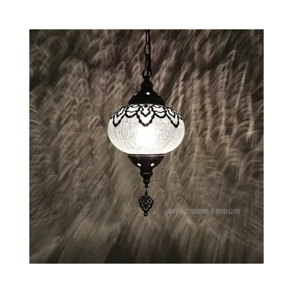 Lampe murale vintage méditerranéenne, verre craquelé Art déco – photo 2
