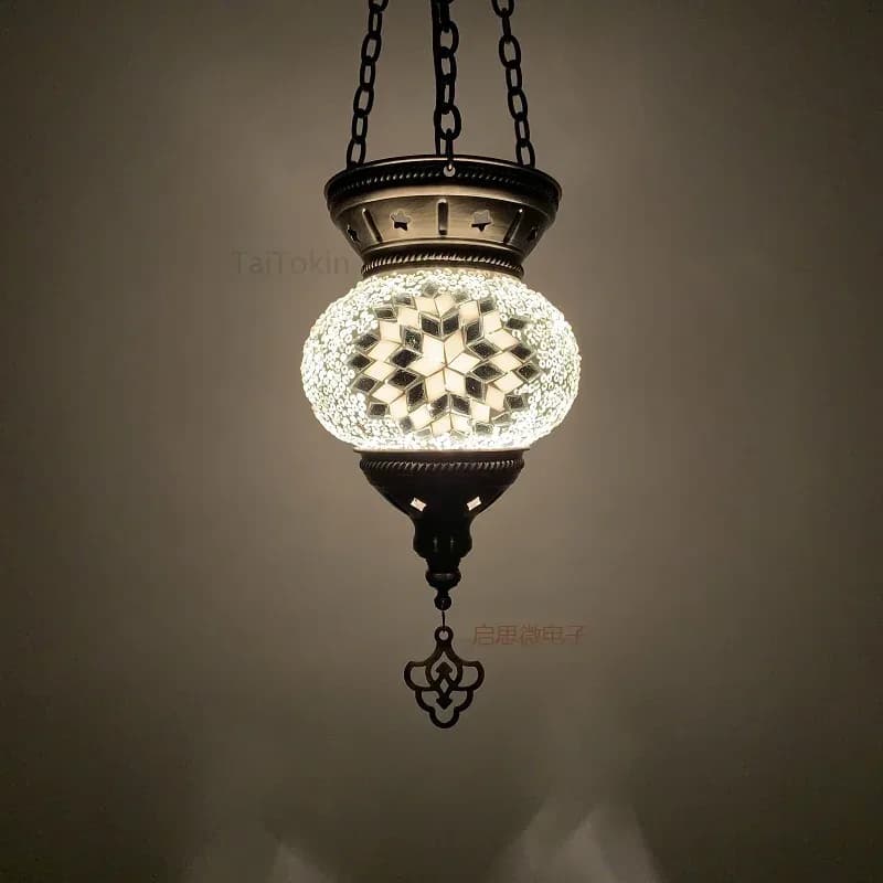 Lampe Suspendue en Mosaïque de Style Turc, Luminaire Romantique en Verre, Art Déco Vintage – photo 5