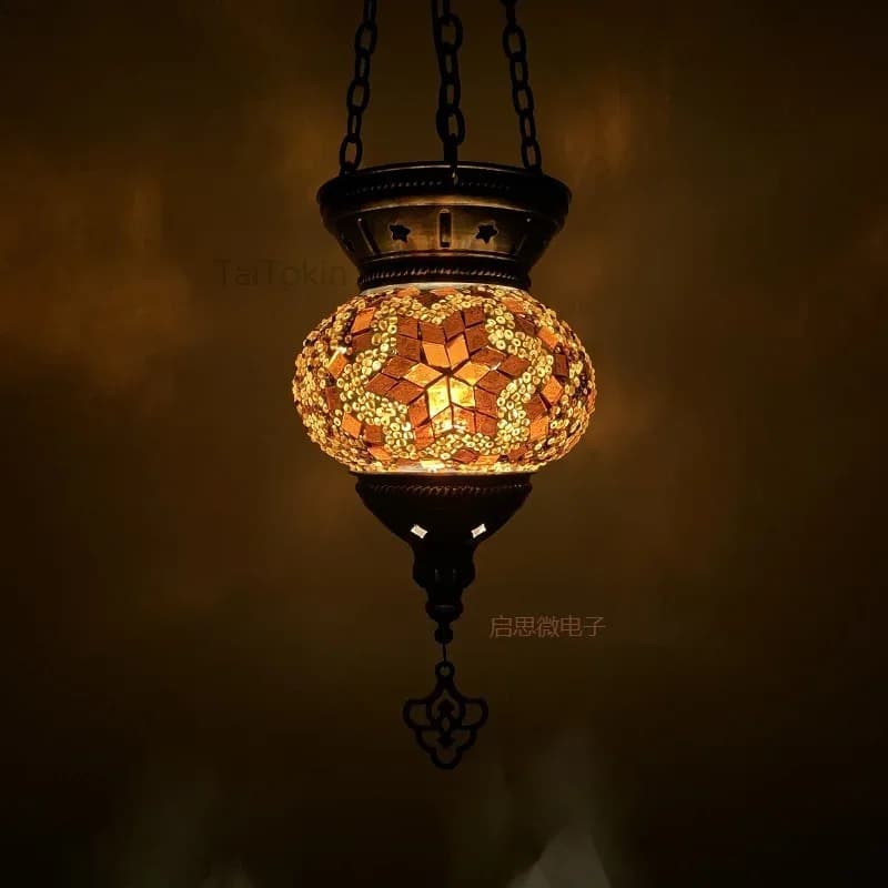 Lampe Suspendue en Mosaïque de Style Turc, Luminaire Romantique en Verre, Art Déco Vintage – photo 2