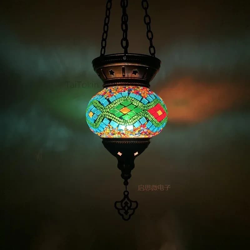 Lampe Suspendue en Mosaïque de Style Turc, Luminaire Romantique en Verre, Art Déco Vintage – photo 4
