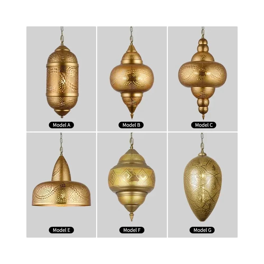 Lustre en fer minimaliste doré, style thaïlandais et arabe – photo 5