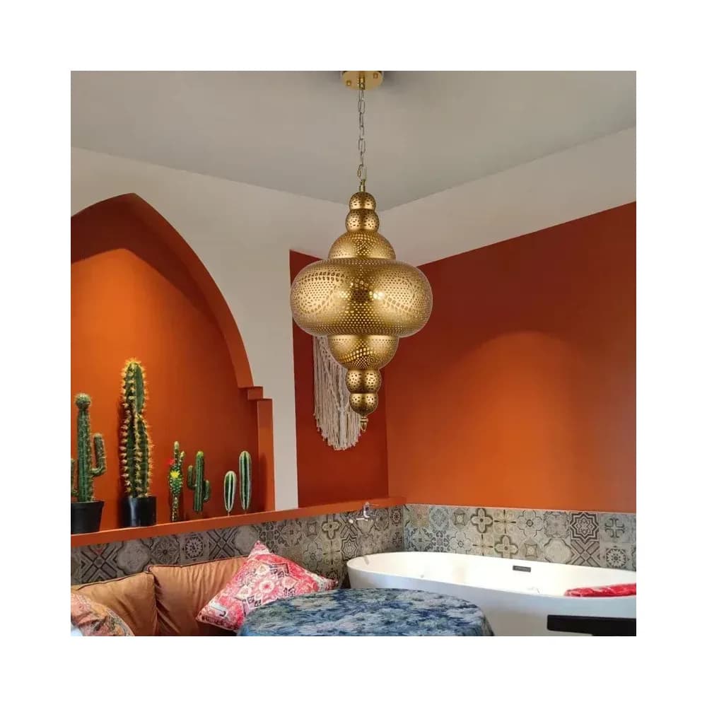 Lustre en fer minimaliste doré, style thaïlandais et arabe – photo 2