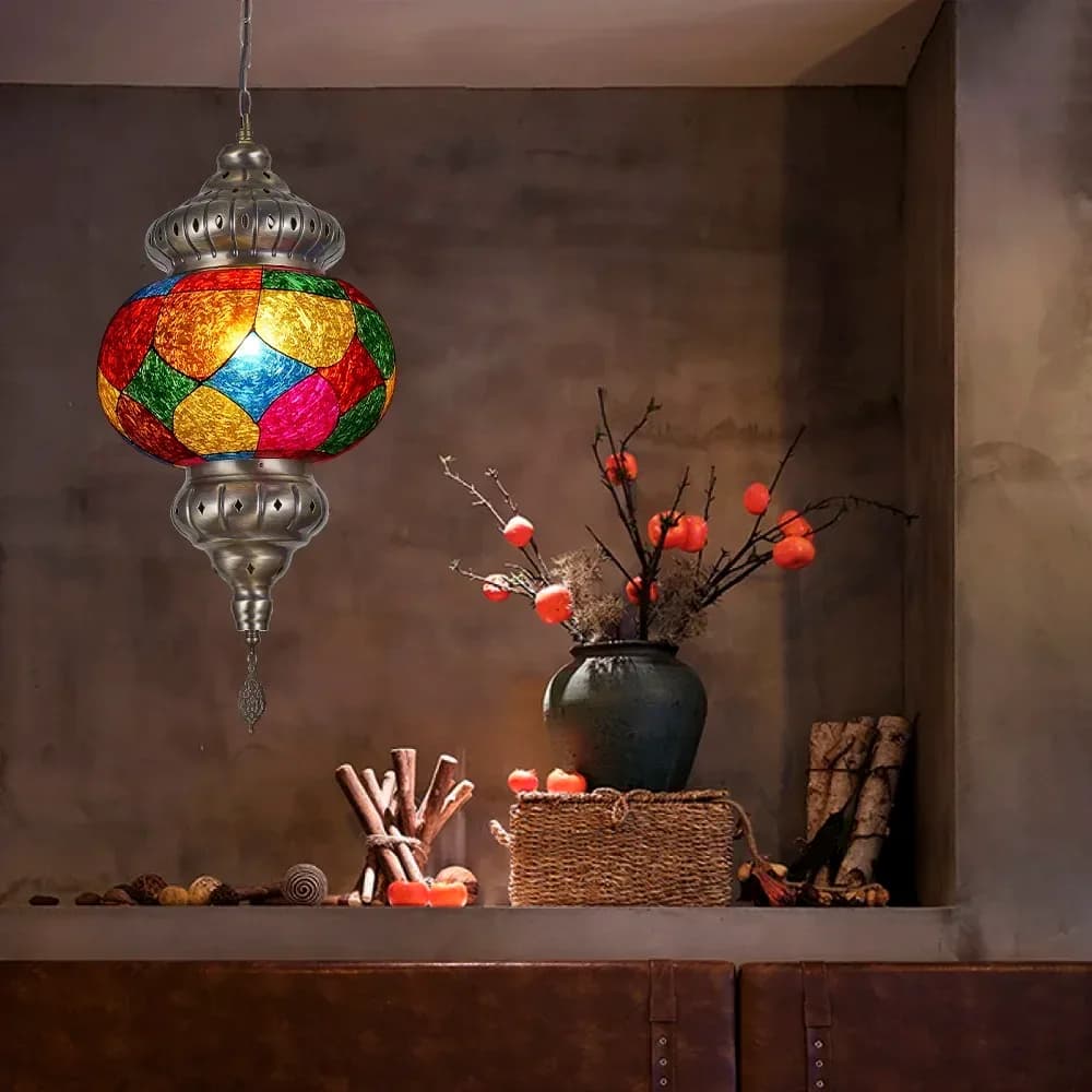 ArtSub-Lustre en Mosaïque Turque, Plafonnier en Verre Coloré, Éclairage Marocain pour Salon et Chambre à Coucher – photo 5