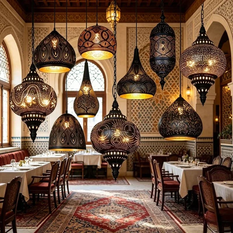 RON-Lampes suspendues asiatiques antiques, luminaires creux, restaurant thaïlandais et arabe, lampes décoratives marocaines pour chambre à coucher