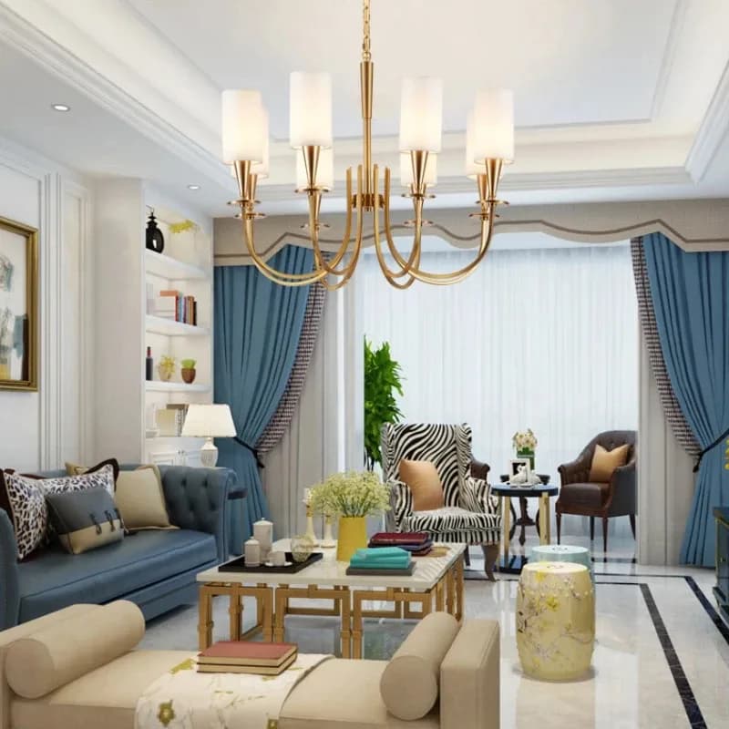 Lustres de plafond ruraux américains, luminaires suspendus nordiques en cuivre pour salon, éclairage de restaurant chinois, chambre et cuisine – photo 5
