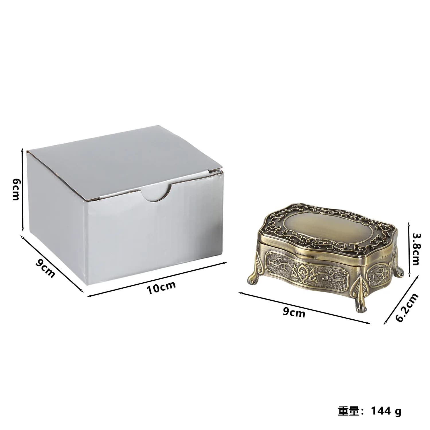 Boîte à bijoux vintage en alliage, coffret de rangement en forme de cœur pour bagues, pendentifs, colliers, boîtes cadeaux – photo 6