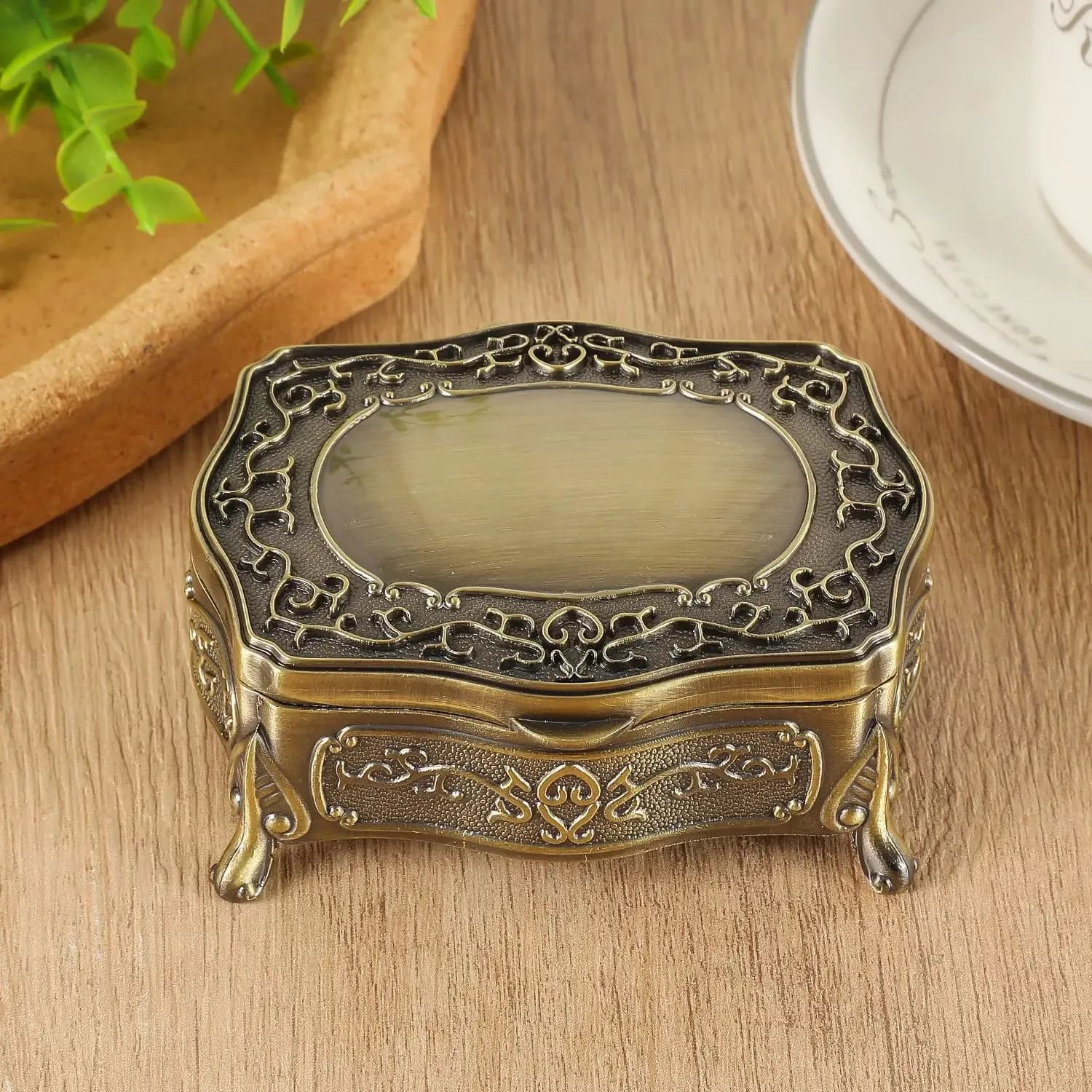 Boîte à bijoux vintage en alliage, coffret de rangement en forme de cœur pour bagues, pendentifs, colliers, boîtes cadeaux – photo 3