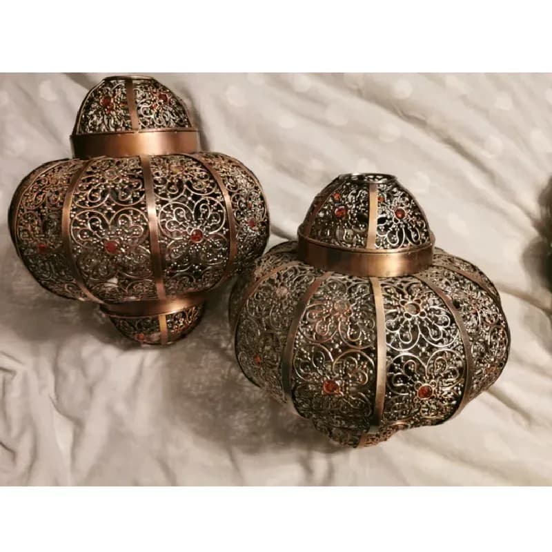 Abat-jour en métal de style marocain ancien, abat-jour suspendu antique pour plafond, abat-jour seul, cordon et ampoule non inclus – photo 2