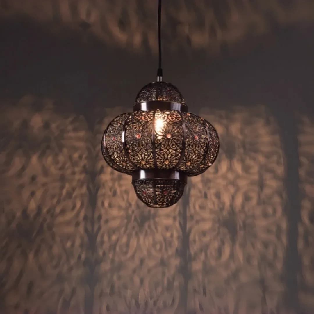 Abat-jour en métal de style marocain ancien, abat-jour suspendu antique pour plafond, abat-jour seul, cordon et ampoule non inclus – photo 5