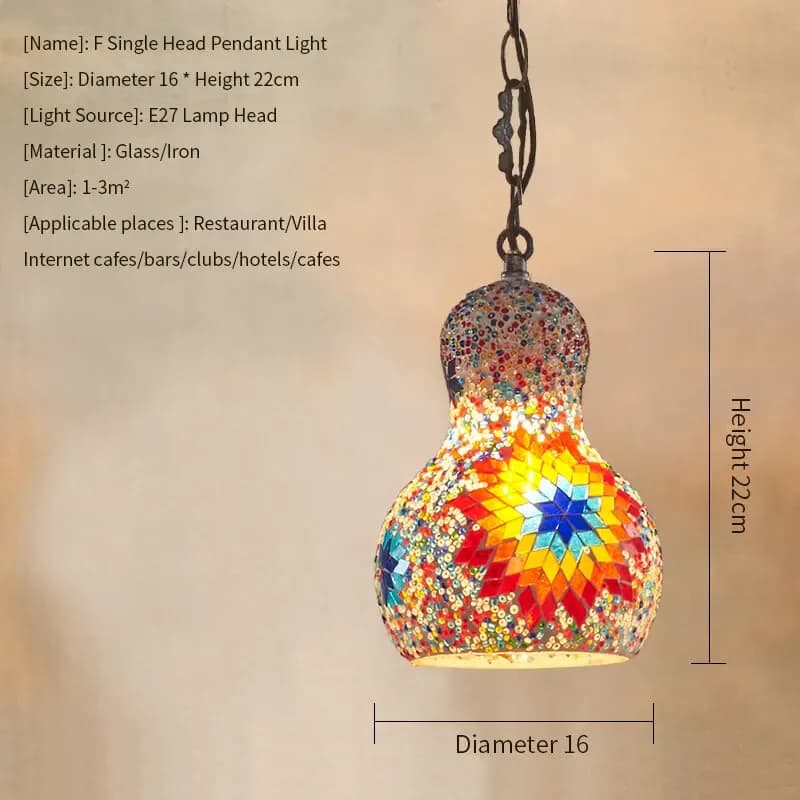 Lustre en verre mosaïque marocaine – Lustre de levage fait à la main pour salon, bureau, salle à manger (connecteur d'ampoule E27) – photo 5