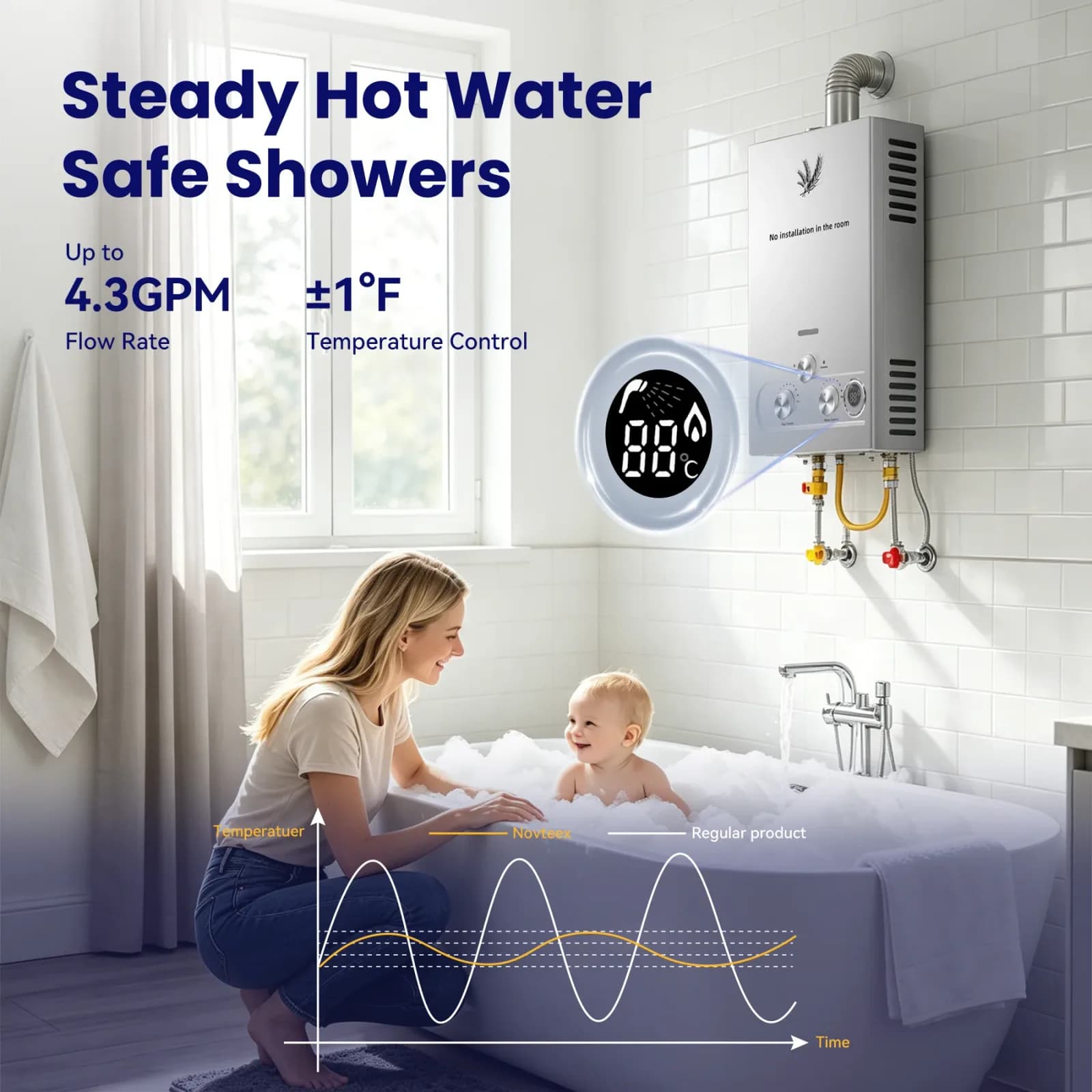 Chauffe-eau au gaz GPL SIHAO 6L 8L 10L 12L 16L 18L, corps en acier, vanne en aluminium, sans rouille, faible coût pour la salle de bain à domicile – photo 6