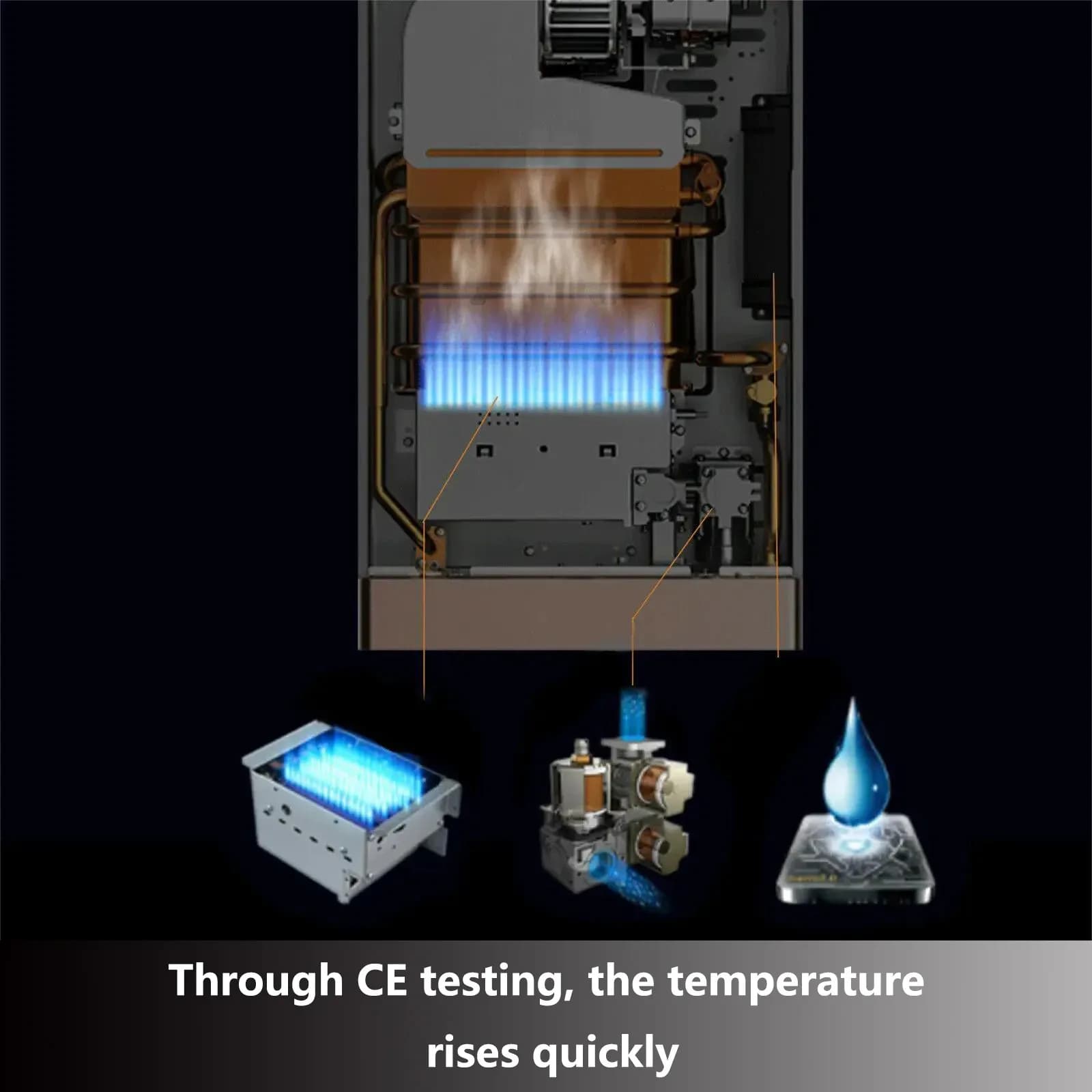 Chauffe-eau au gaz GPL 6L en acier inoxydable sans réservoir, chaudière au propane GPL avec kit de douche, appareil pour la maison et le camping – photo 3