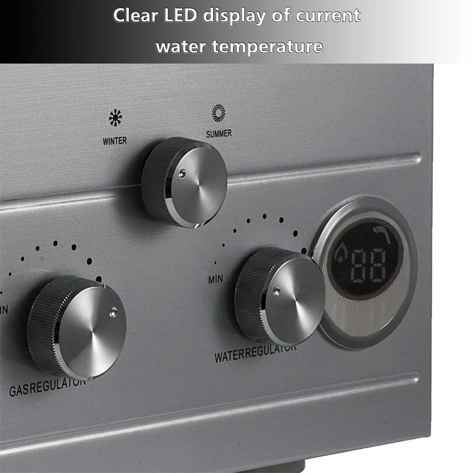 Chauffe-eau au gaz GPL 6L en acier inoxydable sans réservoir, chaudière au propane GPL avec kit de douche, appareil pour la maison et le camping – photo 2