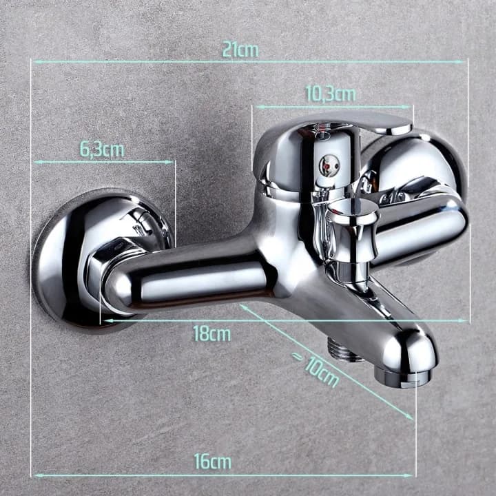 Ensemble mitigeur mural chromé avec douchette, flexible et support de douche W0774v2 – photo 3