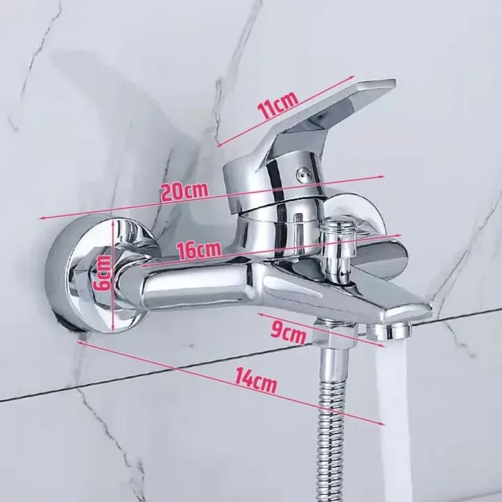Mitigeur baignoire-douche mural chromé P3023 avec douchette, flexible et support – photo 2