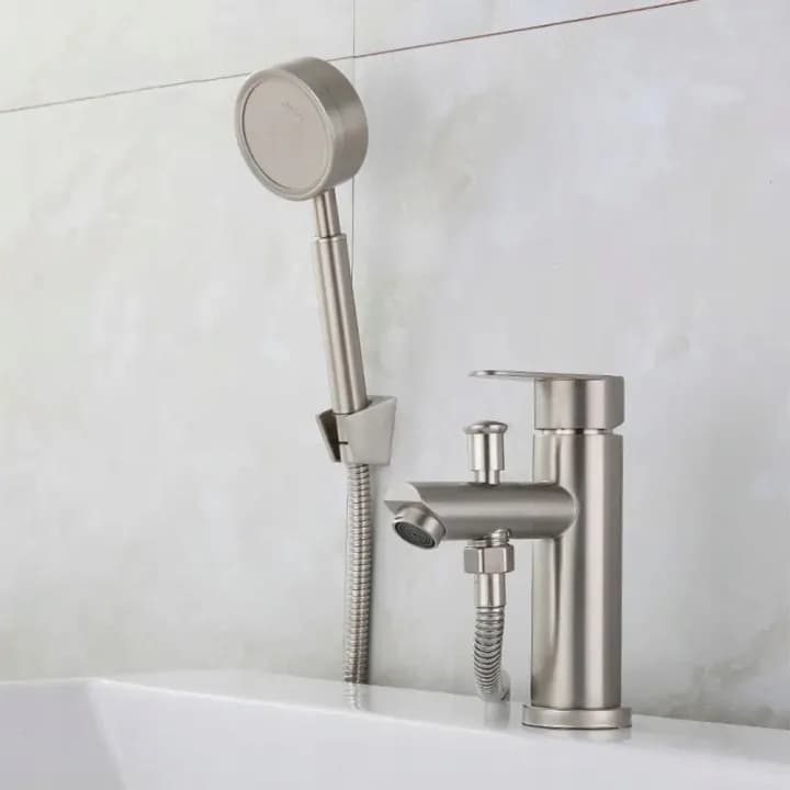 Mitigeur monotrou sur baignoire satiné W2072, avec douchette et inverseur – photo 3