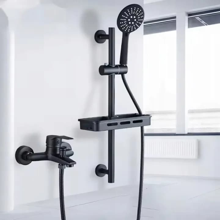 Mitigeur baignoire-douche mural noir W2037 avec bec et inverseur – photo 4