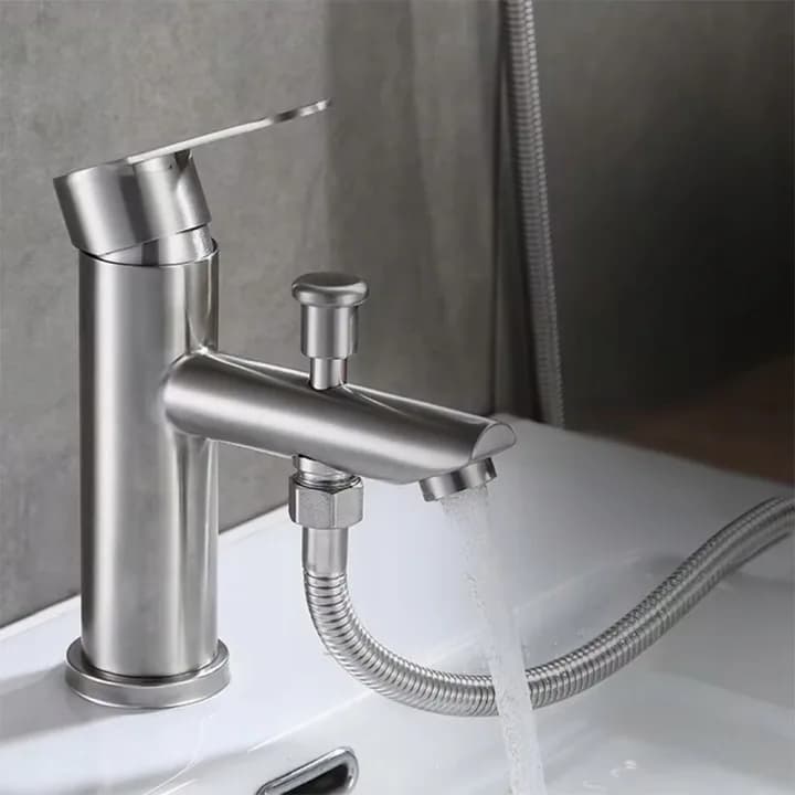 Mitigeur monotrou sur baignoire W2072 satiné, avec douchette et inverseur – photo 3
