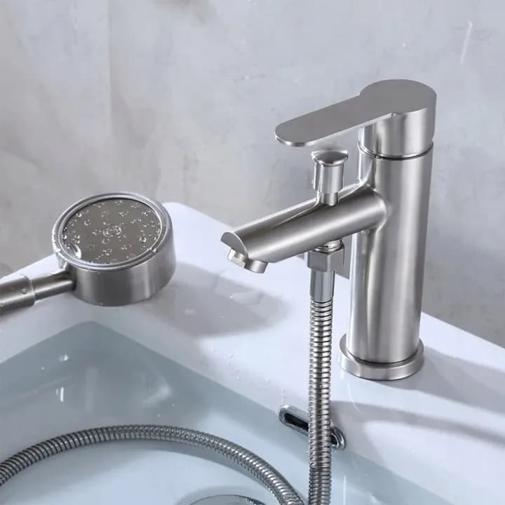 Mitigeur monotrou sur baignoire W2072 satiné, avec douchette et inverseur – photo 2