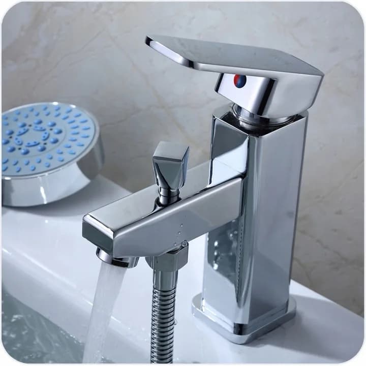 Mitigeur de baignoire sur gorge monotrou chromé avec douchette et flexible 120 cm – photo 2